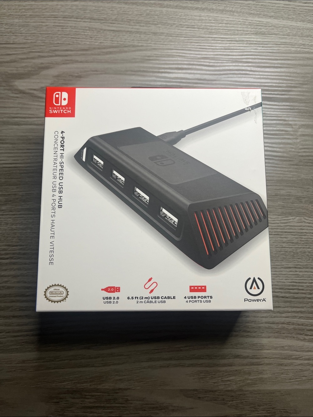 PowerA Nintendo Switch 4-Port USB Hub in Black with Red Accents